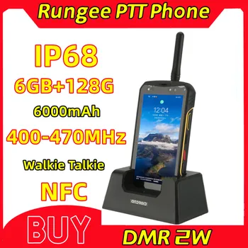 Rungee 9000 DMR 2 W POC Домофон UHF 400-470 Mhz IP68 Водоустойчив GLONASS Преносима Радиостанция 6000 mah 6 GB RAM 128 Г ROM NFC Смартфон