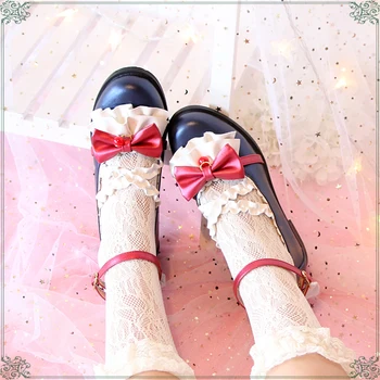 Японската Скъпа Обувки в стил Лолита Свързани С Лък, Принцеса Kawai, Дамски Обувки За Момичета, Cosplay, JK, Униформи, Обувки В Стил Лолита