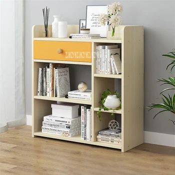 D4417 Модерна Проста Bookshelf Многофункционален Дървени Шкафове За Спални Творчески Икономичен Многослоен Книжния Шкаф С Чекмедже