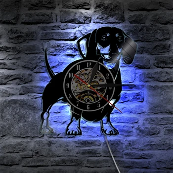 Такса Куче Стенен Винил Led монтиран на стената Лампа Реколта Плоча LP Лампа Ръчно изработени Led Осветление, Декоративно Изкуство Подарък За Любител на Кучета