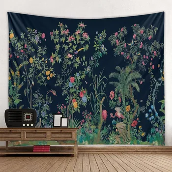 Тропически растения гоблен стенен бохемски хипи йога чаршаф диван одеяло естетика дневна спалня монтаж на стена за украса