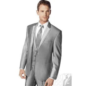 2015 Нов Модерен мъжки костюм с 2 копчета Сребрист цвят! бизнес рокля сватба мъжки приталенная облекло на младоженеца Костюм (Яке + Панталон + Вратовръзка + Жилетка)