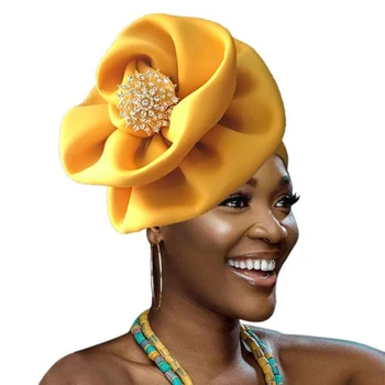 2022 Модни Дамски Хет-Тюрбан С Голямо Цвете В Африканския стил, Модни Мюсюлманска Шапка-Хиджаб, Брилянт Превръзка На Главата, Женска Кърпа, Шапка За Химиотерапия