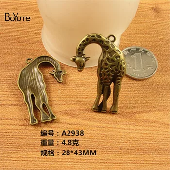 BoYuTe (30 бр./лот) 28*43 мм, Метални висулки с древен бронзов покритие, Реколта окачване с жирафа, Окачване, бижута, аксесоар 