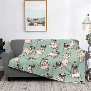 Nette Hund Mops Fleece Werfen Decken Hund Liebhaber Decken für Bett Reise Super Weiche Bettdecke