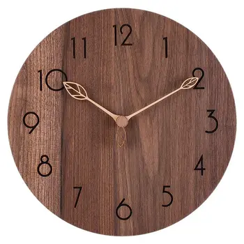 Големи Дървени Стенни Часовници Ретро Модерна Кухня Soild Дървени Часовници Изтъркан Шик Хол Часовници Начало Спалня Безшумен Reloj Подарък FZ779