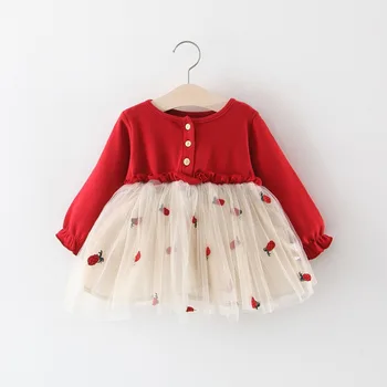 Есента рокля за малки момичета с анимационни модел, твърди дрехи за бебета, Дрехи с дълги ръкави, детски есенни рокли За Момичета от 2 3 години
