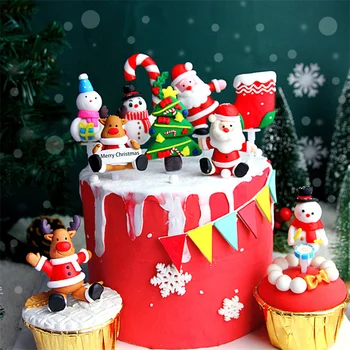 Карикатура На Дядо Коледа, Снежен Човек Украса За Печене, Украса Торта, Торта Topper За Детски Рожден Ден Украса Доставка На Подарък За Рожден Ден