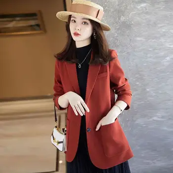 Малко Костюмное палто дамско пролетно-есенни палта Нов стил, Модерно Ежедневното Свободно и универсално женско палто Однотонное