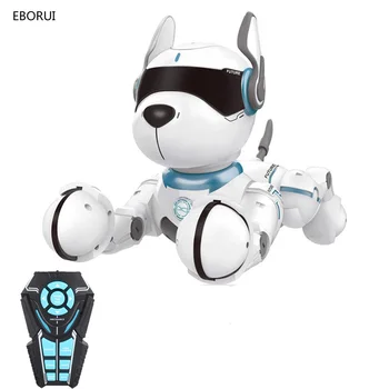 EBORUI RC Робот Куче A001 Интелигентен Говорещ Разходка Танц Интерактивен домашен Любимец Кученце Робот Куче Гласово Дистанционно Управление Интелигентна Играчка за Деца