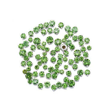 Микс ШЕСТ РАЗМЕРИ Микс Светло зелен Диамант с форма на Стъклен Кристал кристали с нокът Сам аксесоари за сватбена рокля 200 бр./бр