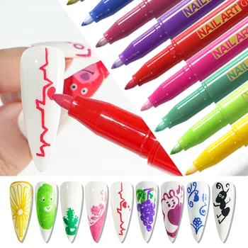 6pen Писалка За Рисуване на Нокти Графити Комплект Дръжки САМ Цветен Живопис Лайн Рисуване на Ноктите Метална Писалка За Рисуване Писалка За Рисуване на Декорации за Нокти Инструменти