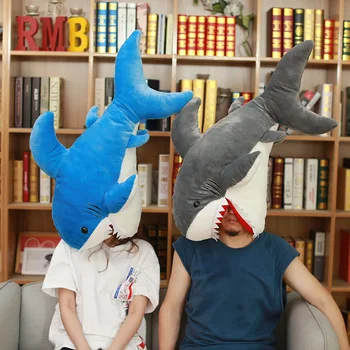 [Забавно] 90 см Голяма Акула да яде хора Възглавници, Плюшени Възглавници, меки играчки животни Реалистични Успокои риба кукла, подарък за дете