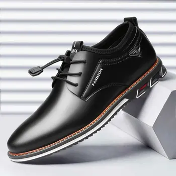 Мъжки обувки От Телешка кожа, Удобни британски Ежедневни Лоферы с ниско берцем, Единични Официално Лоферы