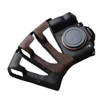 Калъф за фотоапарат от естествена кожа Ръчно изработени, Половината чанта За Sony A9 A7 III A7 Mark III A7R3-A A7RIII-A
