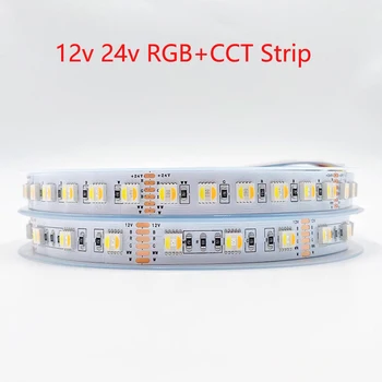 12 В 24 В SMD5050 96 светодиоди/М RGBCCT Stripe RGB + бяло + топъл бял 5 в 1 Led лента с регулируема яркост IP20 IP67 Водоустойчива led лента Въже