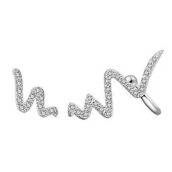 100% 925 сребро модни блестящи кристални цип дизайн на дамски обици-карамфил женски сватбен подарък на едро бижута за жени