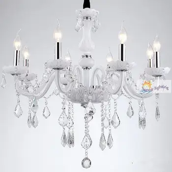 Модерна трапезария кристални полилеи led лампа текстилен лампа спалня, Кухня светлината бели лампи, полилеи детска подвесная лампа