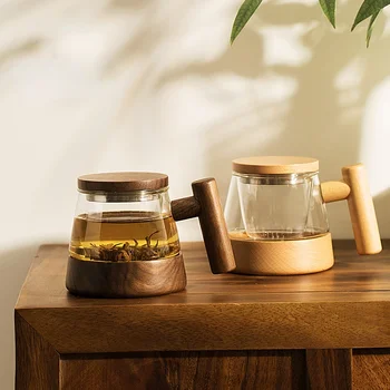 Висококачествена стъклена чаена чаша за разделяне на вода, офис проста магнитна чаша и интериор в японски стил