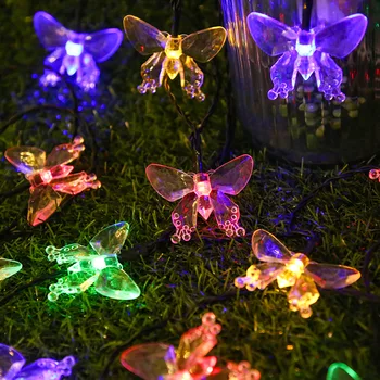 Външни Слънчеви Led Светлини Crystal Butterfly Светлини Водоустойчив Слънчеви Външните Светлини На Гирлянда Градинско Осветление Сватбена Украса