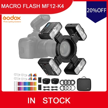 Godox MF12-K4 Макро Светкавица 2.4 Ghz Безжично управление вградена X System TTL Светкавица Speedlite с цветен филтър MF12 Макро Осветление