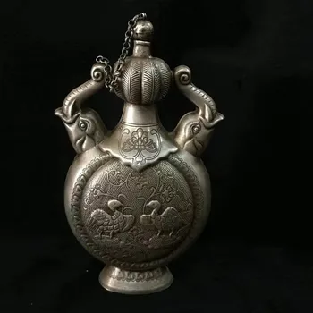 Една антична колекция стар сребърен гърне ръчно изработени канал слон скилидка чесън мед гърне бял меден чайник винарска гърне украса